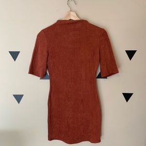 Faux Suede Mini Dress Burnt Orange S